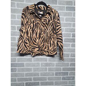 Carole Little  Vintage Y2K Women's Zebra Print‎ Linen Button Jacket 1X